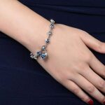 University Trendz 18k Rhodium Plated Antique Blue charm Bracelet for Girls