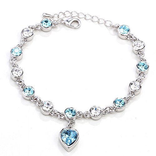 University Trendz 18k Rhodium Plated Antique Blue charm Bracelet for Girls