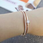 Shining Diva Fashion Stylish 18k Rose Gold Plated Crystal Bangle Bracelet for Women