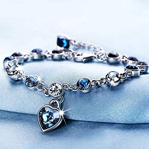 University Trendz 18k Rhodium Plated Antique Blue charm Bracelet for Girls