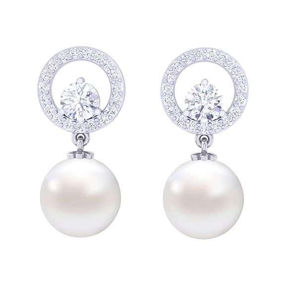 lara 92.5 Sterling Silver Swiss Zirconia Pearl Earrings |Gift for Women and Girls