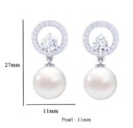 lara 92.5 Sterling Silver Swiss Zirconia Pearl Earrings |Gift for Women and Girls