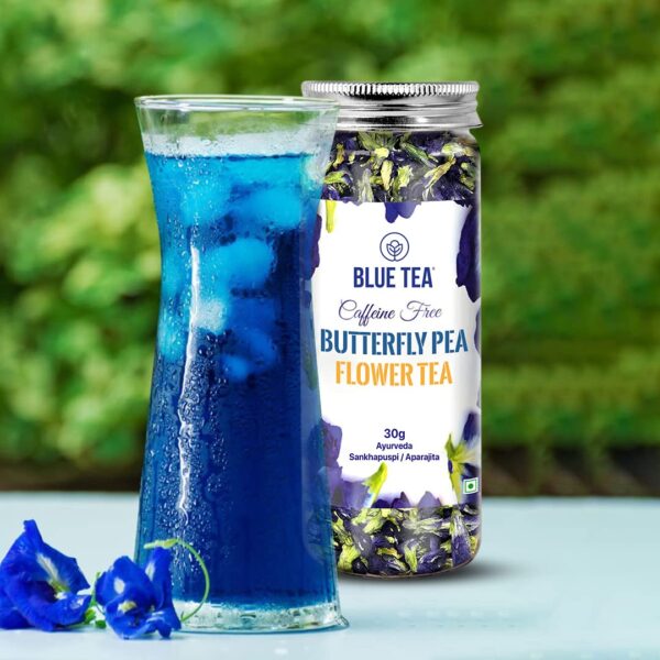 BLUE TEA - Butterfly Pea Flower Tea - 30gm - 30 Cups | SUPER ANTI-OXIDANT | Caffeine Free - Flower Based - Herbal Tea - Relieves Stress - Non GMO - Vegan | Eco-Conscious Pet Jar