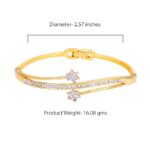 Estele Jewellery Bracelet For Women Gold & Rhodium Plated Classic Twin Cuff Bracelet with White Crystals for Girls and Women