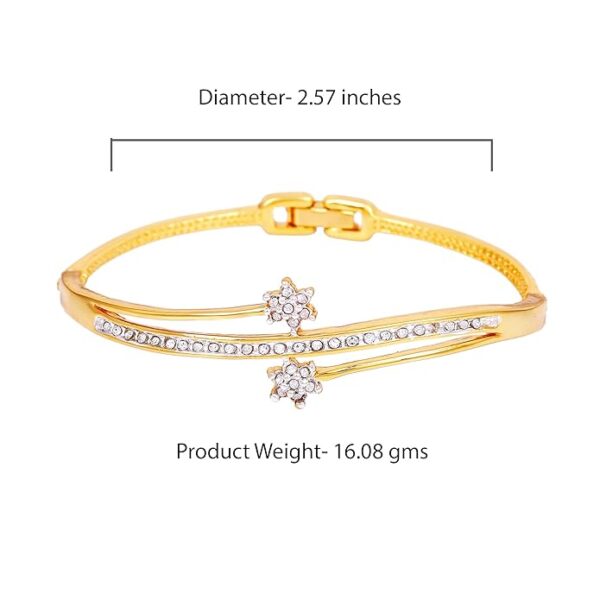 Estele Jewellery Bracelet For Women Gold & Rhodium Plated Classic Twin Cuff Bracelet with White Crystals for Girls and Women