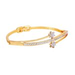 Estele Jewellery Bracelet For Women Gold & Rhodium Plated Classic Twin Cuff Bracelet with White Crystals for Girls and Women