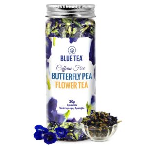 BLUE TEA - Butterfly Pea Flower Tea - 30gm - 30 Cups | SUPER ANTI-OXIDANT | Caffeine Free - Flower Based - Herbal Tea - Relieves Stress - Non GMO - Vegan | Eco-Conscious Pet Jar