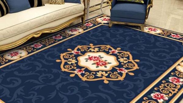 Sara Carpets Persian Erased Collection 7x10 Feet (210x300cm) Woolen Carpet for Living Room Bedroom Floor and Hall Color Cobalt 27