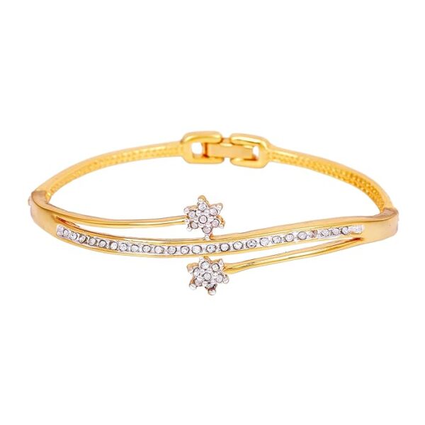 Estele Jewellery Bracelet For Women Gold & Rhodium Plated Classic Twin Cuff Bracelet with White Crystals for Girls and Women