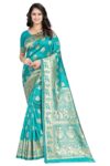 C J Enterprise Women's Pure Kanjivaram Soft Silk Saree for Wedding With Blouse Piece (Pan Butti)