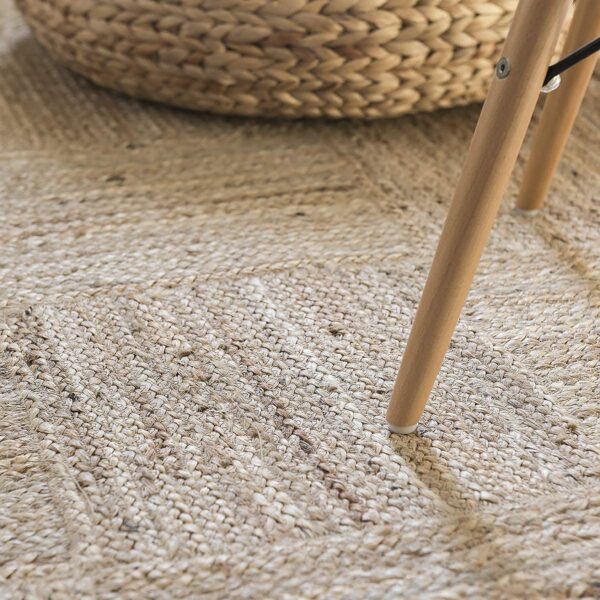 HOMDECLOYAL Jute Braided Natural Rectangular Rug Hand Woven & Reversible For Living Room Kitchen Entryway Rug, Jute Burlap Braided Rug, Farmhouse Rag Rug, Rustic Rug (Jute012, 5 Ft X 7 Ft-Rug/Carpet)