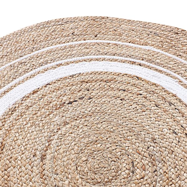 Kuber Industries Hand Woven Braided Carpet Rugs|Round Traditional Spiral Design Jute Door mat|Mat for Bedroom,Living Room,Dining Room,Yoga,60x60 cm,(White)