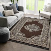 Sparrow World Designer Superfine Exclusive Cotton Carpet | Rug | Living Room | Bedroom | Hall | School | Temple | Bedside Runner | (Coffee, 6X9 Feet)